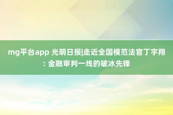 mg平台app 光明日报|走近全国模范法官丁宇翔: 金融审判一线的破冰先锋