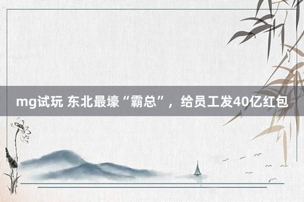 mg试玩 东北最壕“霸总”，给员工发40亿红包