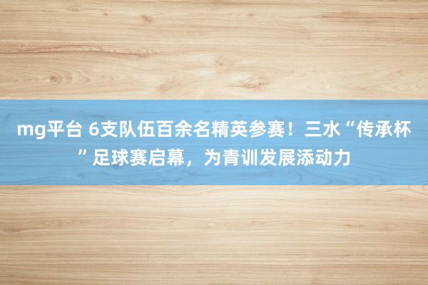 mg平台 6支队伍百余名精英参赛！三水“传承杯”足球赛启幕，为青训发展添动力