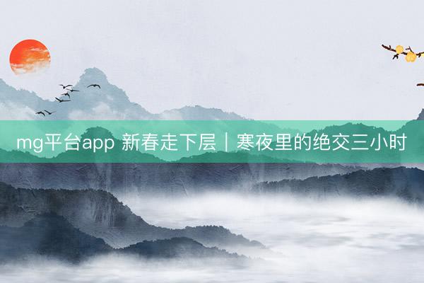 mg平台app 新春走下层｜寒夜里的绝交三小时
