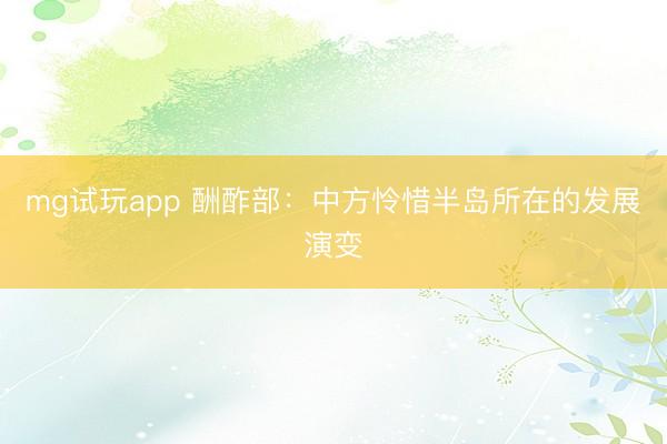 mg试玩app 酬酢部：中方怜惜半岛所在的发展演变