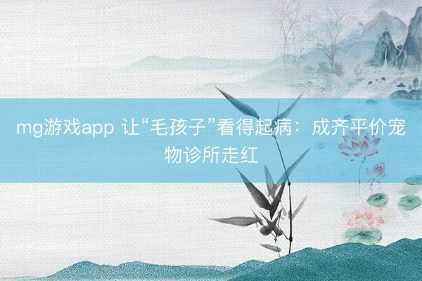 mg游戏app 让“毛孩子”看得起病:成齐平价宠物诊所走红